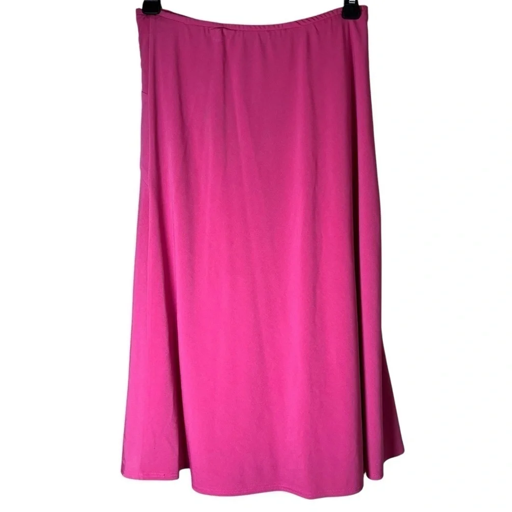 NEW Pull-on Bright Pink Midi Skirt Flowy American Glamour Badgley Mischka Small